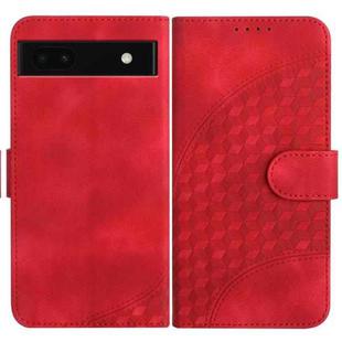 For Google Pixel 6a YX0060 Elephant Head Embossed Phone Leather Case with Lanyard(Red)