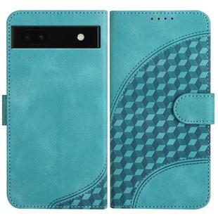 For Google Pixel 6a YX0060 Elephant Head Embossed Phone Leather Case with Lanyard(Light Blue)