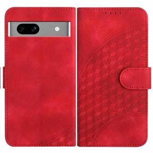 For Google Pixel 7a YX0060 Elephant Head Embossed Phone Leather Case with Lanyard(Red)