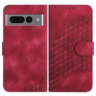 For Google Pixel 7 Pro 5G YX0060 Elephant Head Embossed Phone Leather Case with Lanyard(Rose Red)