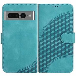 For Google Pixel 7 Pro 5G YX0060 Elephant Head Embossed Phone Leather Case with Lanyard(Light Blue)