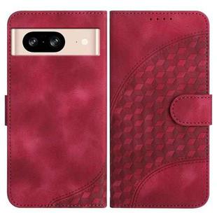 For Google Pixel 8 YX0060 Elephant Head Embossed Phone Leather Case with Lanyard(Rose Red)