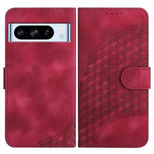 For Google Pixel 8 Pro YX0060 Elephant Head Embossed Phone Leather Case with Lanyard(Rose Red)