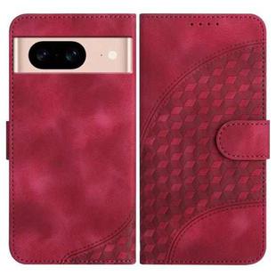 For Google Pixel 8a YX0060 Elephant Head Embossed Phone Leather Case with Lanyard(Rose Red)