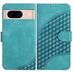 For Google Pixel 8a YX0060 Elephant Head Embossed Phone Leather Case with Lanyard(Light Blue)