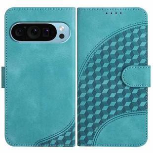 For Google Pixel 9 Pro YX0060 Elephant Head Embossed Phone Leather Case with Lanyard(Light Blue)