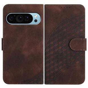 For Google Pixel 9 Pro YX0060 Elephant Head Embossed Phone Leather Case with Lanyard(Coffee)