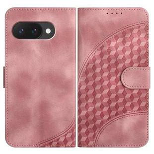 For Google Pixel 9a Elephant Head Embossed Phone Leather Case with Lanyard(Pink)