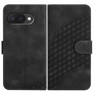 For Google Pixel 9a Elephant Head Embossed Phone Leather Case with Lanyard(Black)