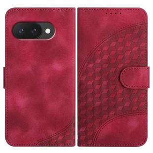 For Google Pixel 9a Elephant Head Embossed Phone Leather Case with Lanyard(Rose Red)