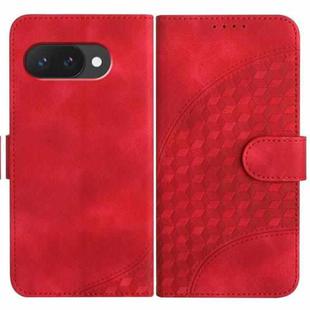 For Google Pixel 9a Elephant Head Embossed Phone Leather Case with Lanyard(Red)