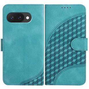 For Google Pixel 9a Elephant Head Embossed Phone Leather Case with Lanyard(Light Blue)