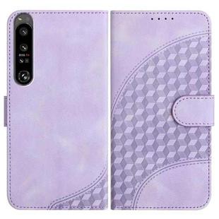 For Sony Xperia 1 IV YX0060 Elephant Head Embossed Phone Leather Case with Lanyard(Light Purple)