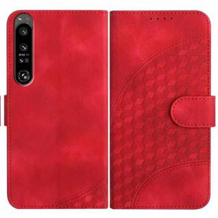 For Sony Xperia 1 IV YX0060 Elephant Head Embossed Phone Leather Case with Lanyard(Red)