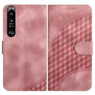 For Sony Xperia 1 III YX0060 Elephant Head Embossed Phone Leather Case with Lanyard(Pink)