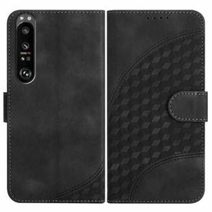 For Sony Xperia 1 III YX0060 Elephant Head Embossed Phone Leather Case with Lanyard(Black)