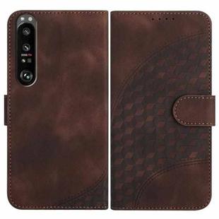 For Sony Xperia 1 III YX0060 Elephant Head Embossed Phone Leather Case with Lanyard(Coffee)