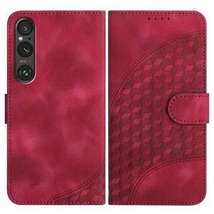 For Sony Xperia 1 V YX0060 Elephant Head Embossed Phone Leather Case with Lanyard(Rose Red)