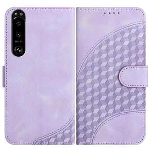 For Sony Xperia 5 III YX0060 Elephant Head Embossed Phone Leather Case with Lanyard(Light Purple)