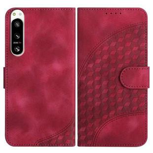 For Sony Xperia 5 IV YX0060 Elephant Head Embossed Phone Leather Case with Lanyard(Rose Red)