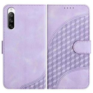 For Sony Xperia 10 III YX0060 Elephant Head Embossed Phone Leather Case with Lanyard(Light Purple)