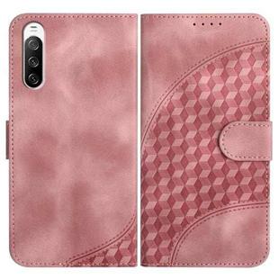 For Sony Xperia 10 III YX0060 Elephant Head Embossed Phone Leather Case with Lanyard(Pink)