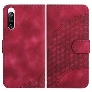 For Sony Xperia 10 III YX0060 Elephant Head Embossed Phone Leather Case with Lanyard(Rose Red)