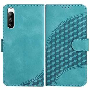 For Sony Xperia 10 III YX0060 Elephant Head Embossed Phone Leather Case with Lanyard(Light Blue)