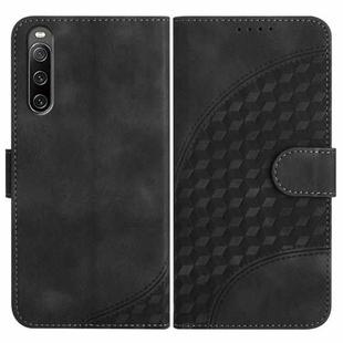 For Sony Xperia 10 V YX0060 Elephant Head Embossed Phone Leather Case with Lanyard(Black)