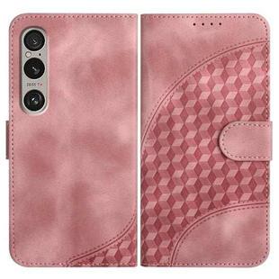 For Sony Xperia 1 VI YX0060 Elephant Head Embossed Phone Leather Case with Lanyard(Pink)