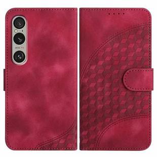 For Sony Xperia 1 VI YX0060 Elephant Head Embossed Phone Leather Case with Lanyard(Rose Red)