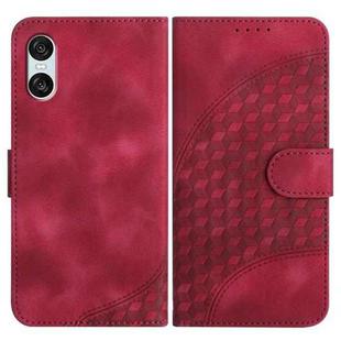 For Sony Xperia 10 VI YX0060 Elephant Head Embossed Phone Leather Case with Lanyard(Rose Red)