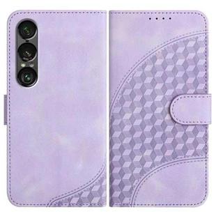 For Sony Xperia 1 VII Elephant Head Embossed Phone Leather Case with Lanyard(Light Purple)