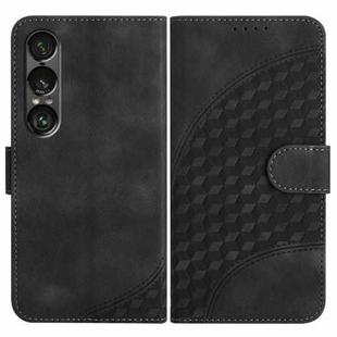 For Sony Xperia 1 VII Elephant Head Embossed Phone Leather Case with Lanyard(Black)
