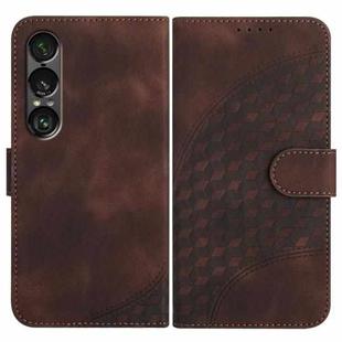 For Sony Xperia 1 VII Elephant Head Embossed Phone Leather Case with Lanyard(Coffee)