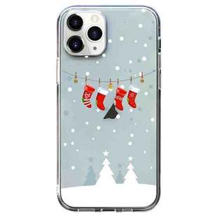 For iPhone 11 Pro Max Christmas Colored Drawing Pattern High Transparent Soft TPU Phone Case(Christmas Stocking)