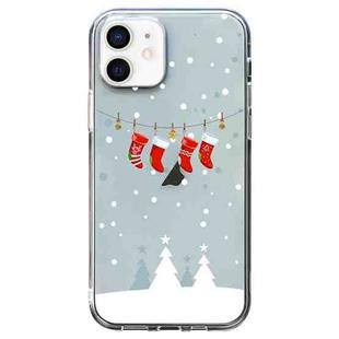 For iPhone 12 mini Christmas Colored Drawing Pattern High Transparent Soft TPU Phone Case(Christmas Stocking)