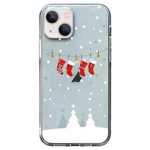For iPhone 13 Christmas Colored Drawing Pattern High Transparent Soft TPU Phone Case(Christmas Stocking)