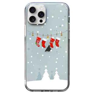 For iPhone 15 Pro Max Christmas Colored Drawing Pattern High Transparent Soft TPU Phone Case(Christmas Stocking)