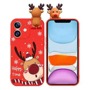 For iPhone 11 Colored Drawing Deer Relief Doll Soft TPU Phone Case(Cute Elk)