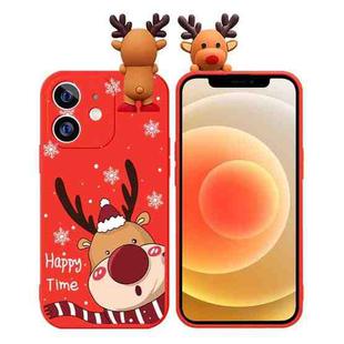For iPhone 12 Colored Drawing Deer Relief Doll Soft TPU Phone Case(Cute Elk)