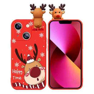 For iPhone 13 Colored Drawing Deer Relief Doll Soft TPU Phone Case(Cute Elk)