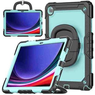 For Samsung Galaxy Tab A9+ Handle Silicone Hydric PC Tablet Case with Shoulder Strap(Light Blue)