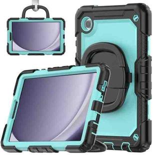 For Samsung Galaxy Tab A9 Handle Silicone Hydric PC Tablet Case with Shoulder Strap(Light Blue)