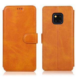 For Huawei Mate 20 Pro Calf Texture Magnetic Buckle Horizontal Flip Leather Case with Holder & Card Slots & Wallet & Photo Frame(Khaki)