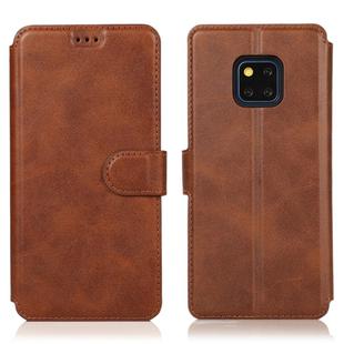 For Huawei Mate 20 Pro Calf Texture Magnetic Buckle Horizontal Flip Leather Case with Holder & Card Slots & Wallet & Photo Frame(Coffee)