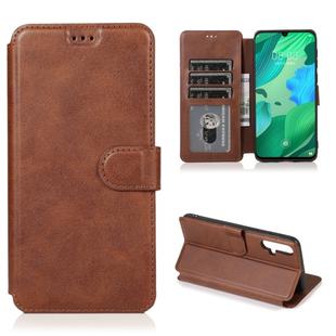 For Huawei Nova 5 Calf Texture Magnetic Buckle Horizontal Flip Leather Case with Holder & Card Slots & Wallet & Photo Frame(Coffee)