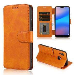 For Huawei P20 Lite Calf Texture Magnetic Buckle Horizontal Flip Leather Case with Holder & Card Slots & Wallet & Photo Frame(Khaki)