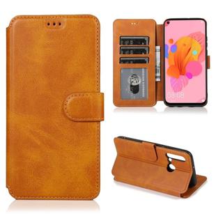 For Huawei P20 Lite 2019 Calf Texture Magnetic Buckle Horizontal Flip Leather Case with Holder & Card Slots & Wallet & Photo Frame(Khaki)
