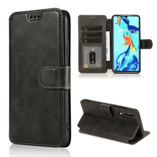 For Huawei P30 Calf Texture Magnetic Buckle Horizontal Flip Leather Case with Holder & Card Slots & Wallet & Photo Frame(Black)